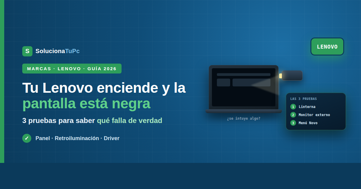 Lenovo V15 enciende pero la pantalla se queda negra