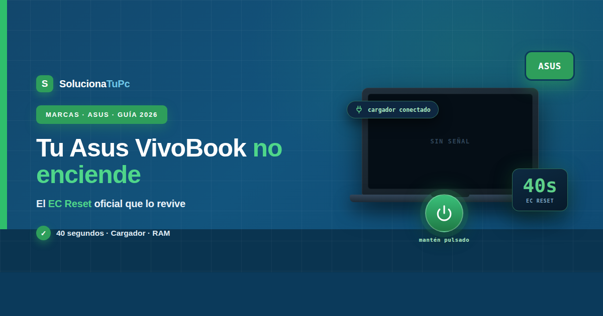 Mi Asus VivoBook 15 no enciende: causas y solución