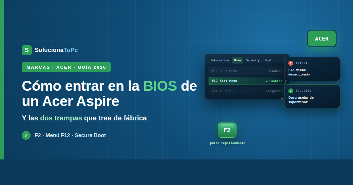 Cómo entrar en la BIOS de un Acer Aspire (F2) paso a paso