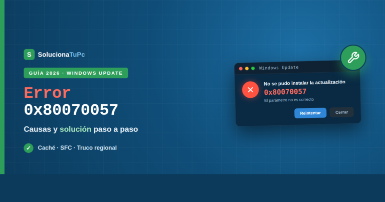 Error 0x80070057 en Windows Update
